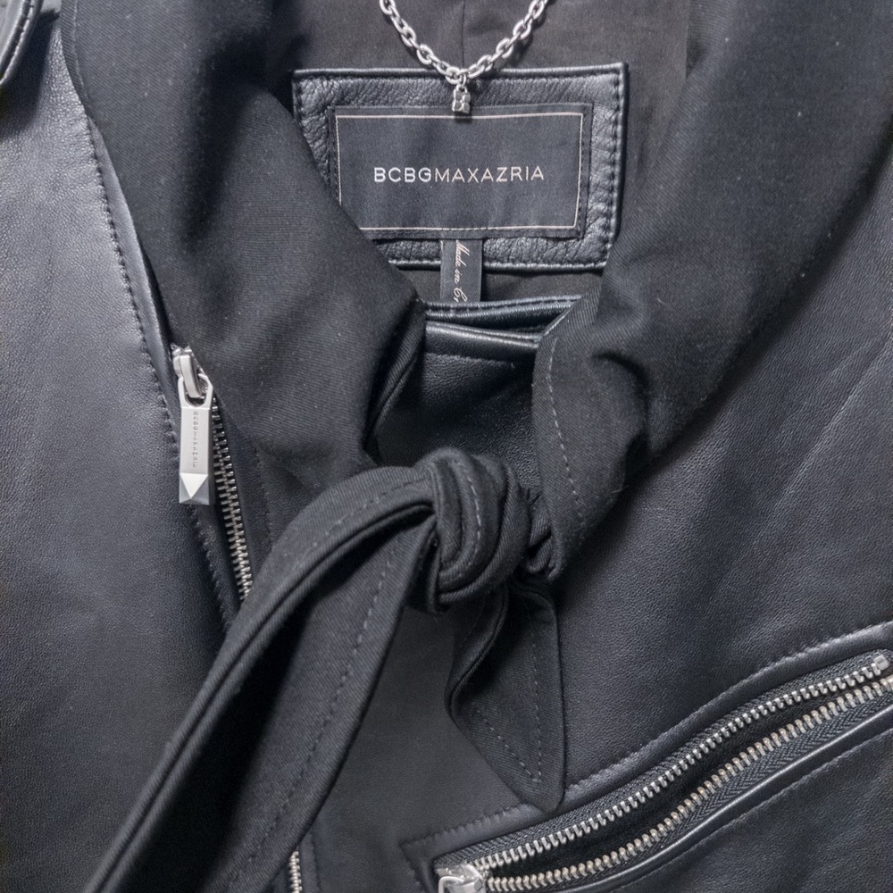 BCBGMaxAzria Black Leather Moto Jacket - Picture 5 of 12